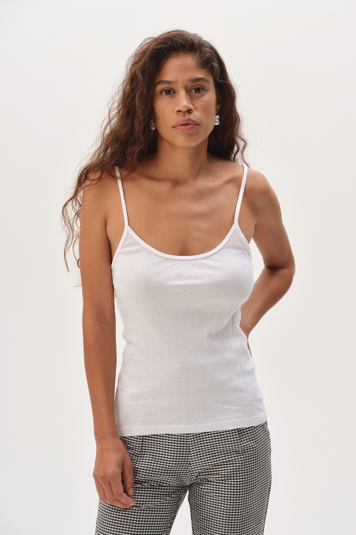 DONNI Powder Pointelle Cami Tank - Powder