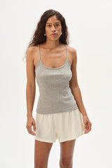 DONNI The Pointelle Cami Tank - Heather-Grey