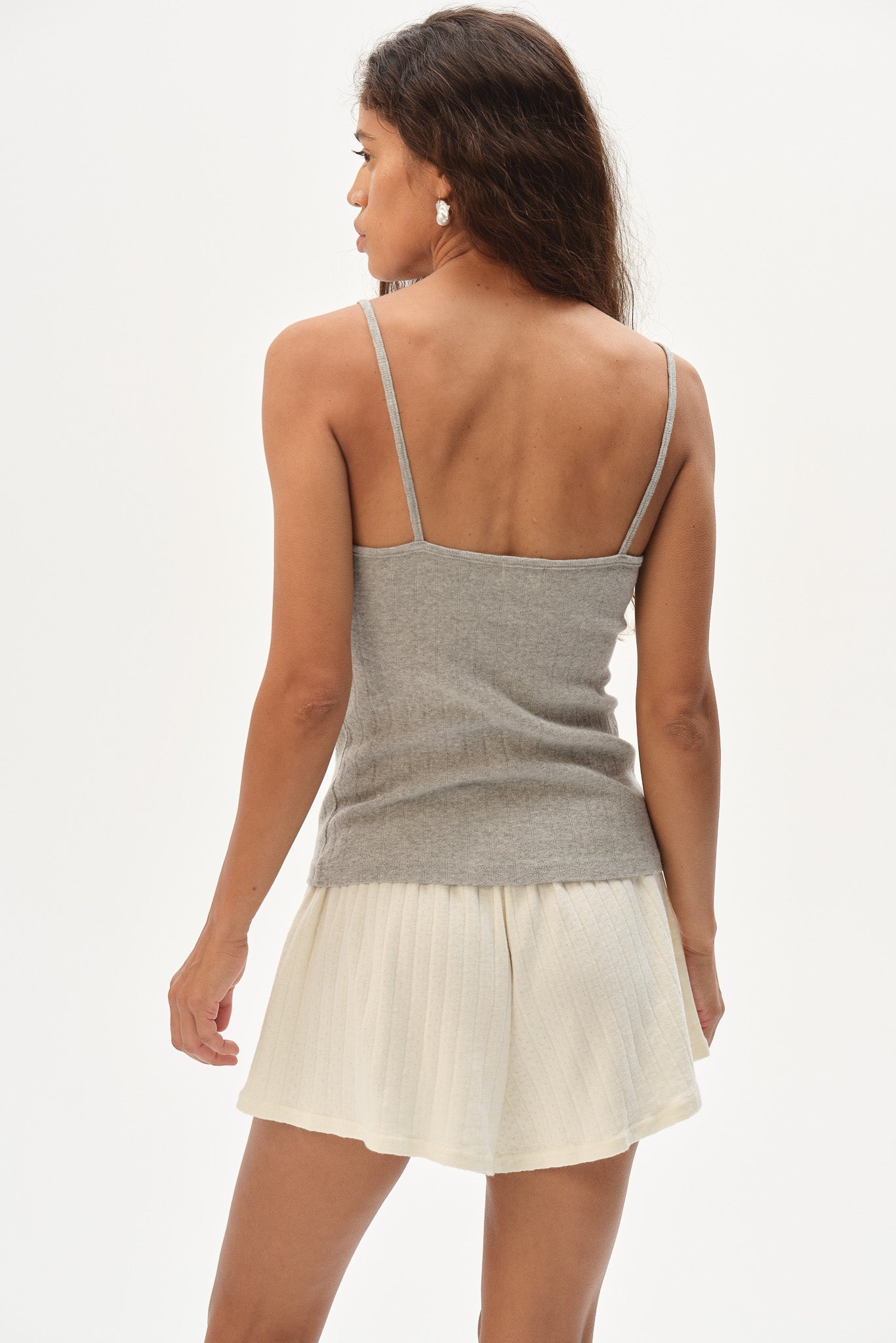 DONNI The Pointelle Cami Tank - Heather-Grey