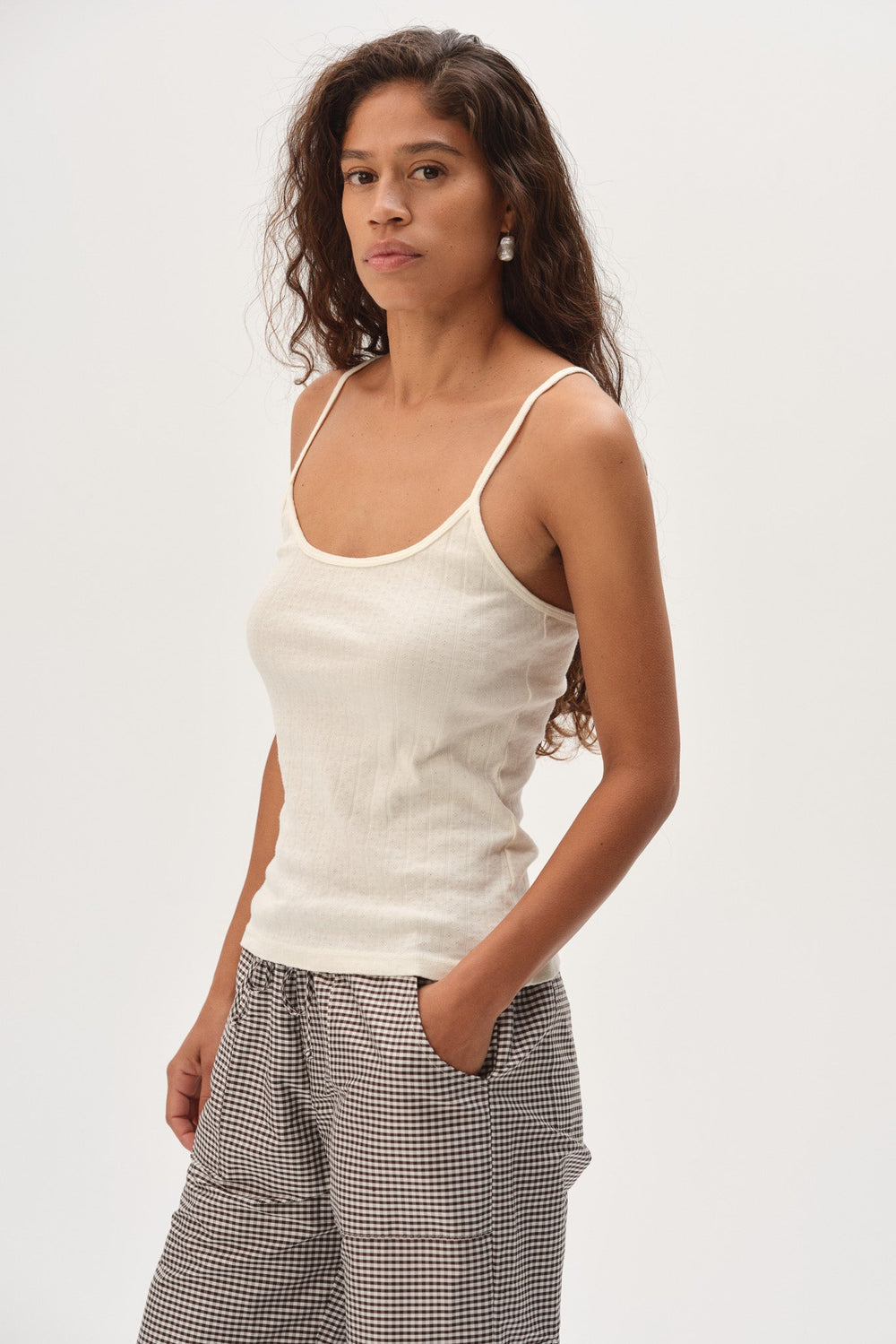 DONNI Creme Pointelle Cami Tank - Creme