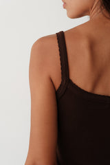DONNI The Baby Rib Scallop Tank - Espresso