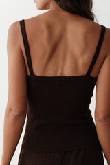 DONNI The Pointelle Square Neck Tank - Espresso