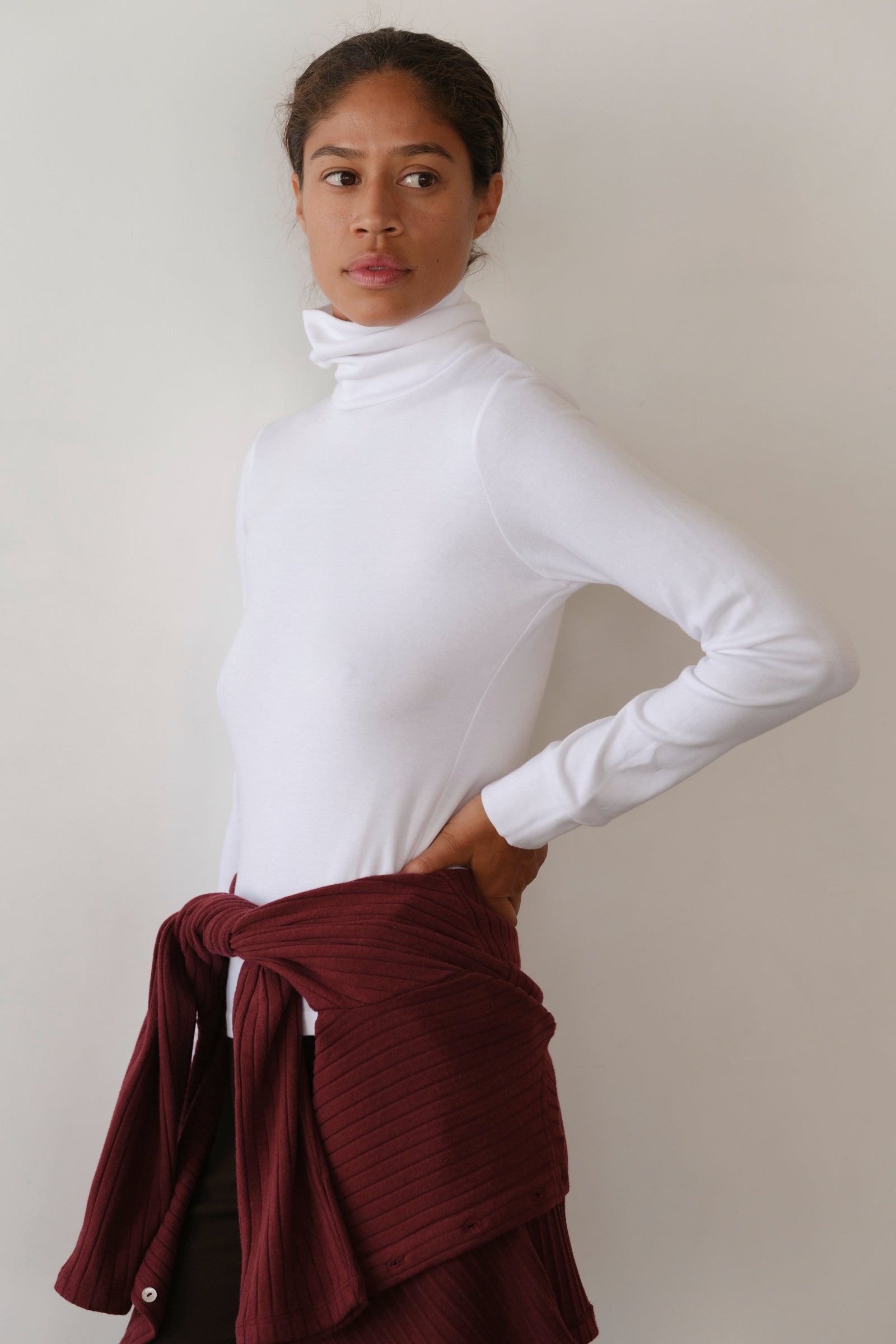 DONNI The Baby Rib Turtleneck - Powder