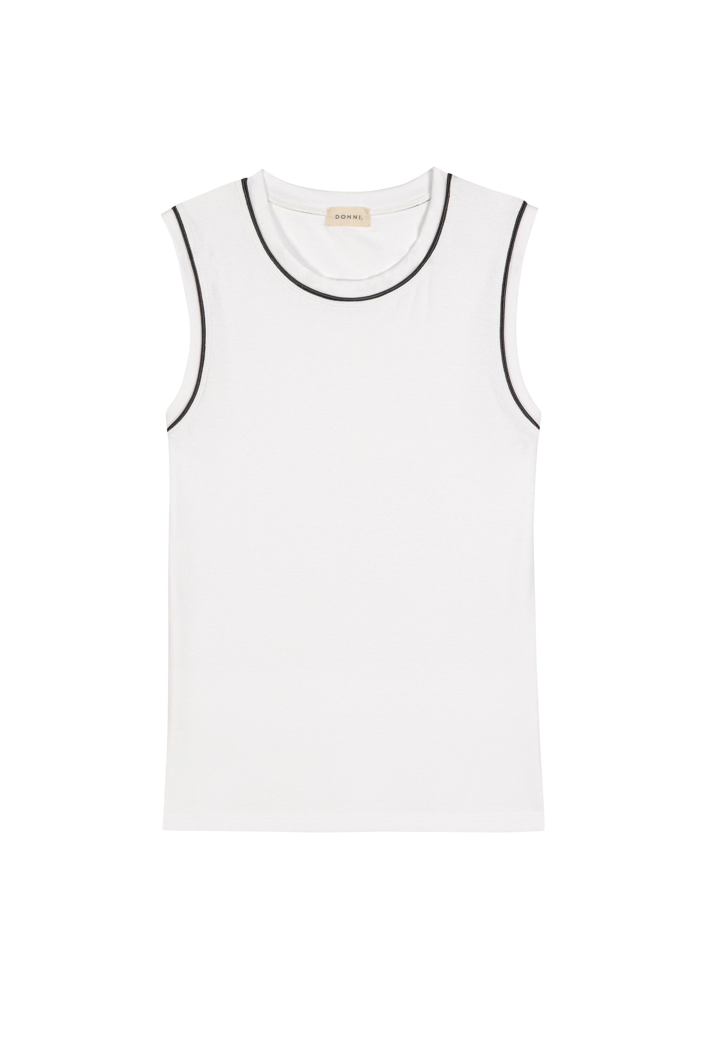 DONNI The Baby Rib Contrast Tank - Powder