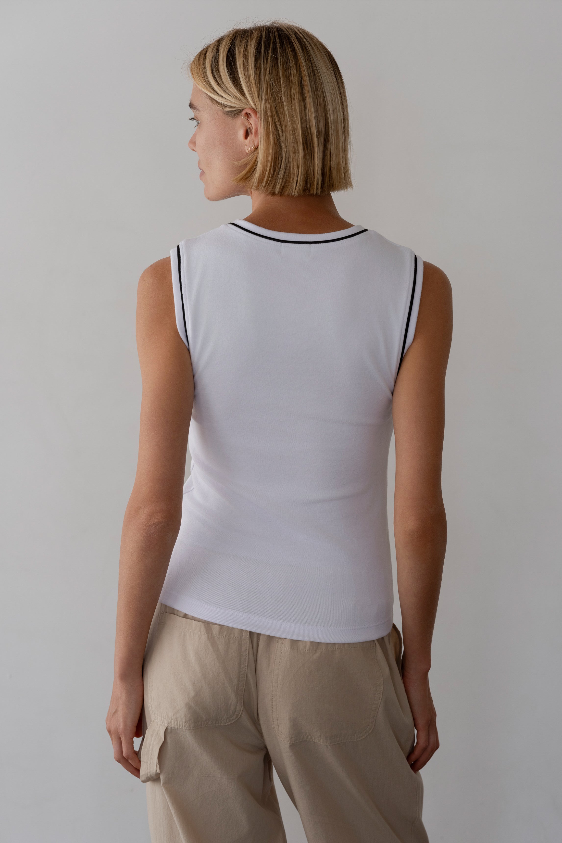 DONNI The Baby Rib Contrast Tank - Powder