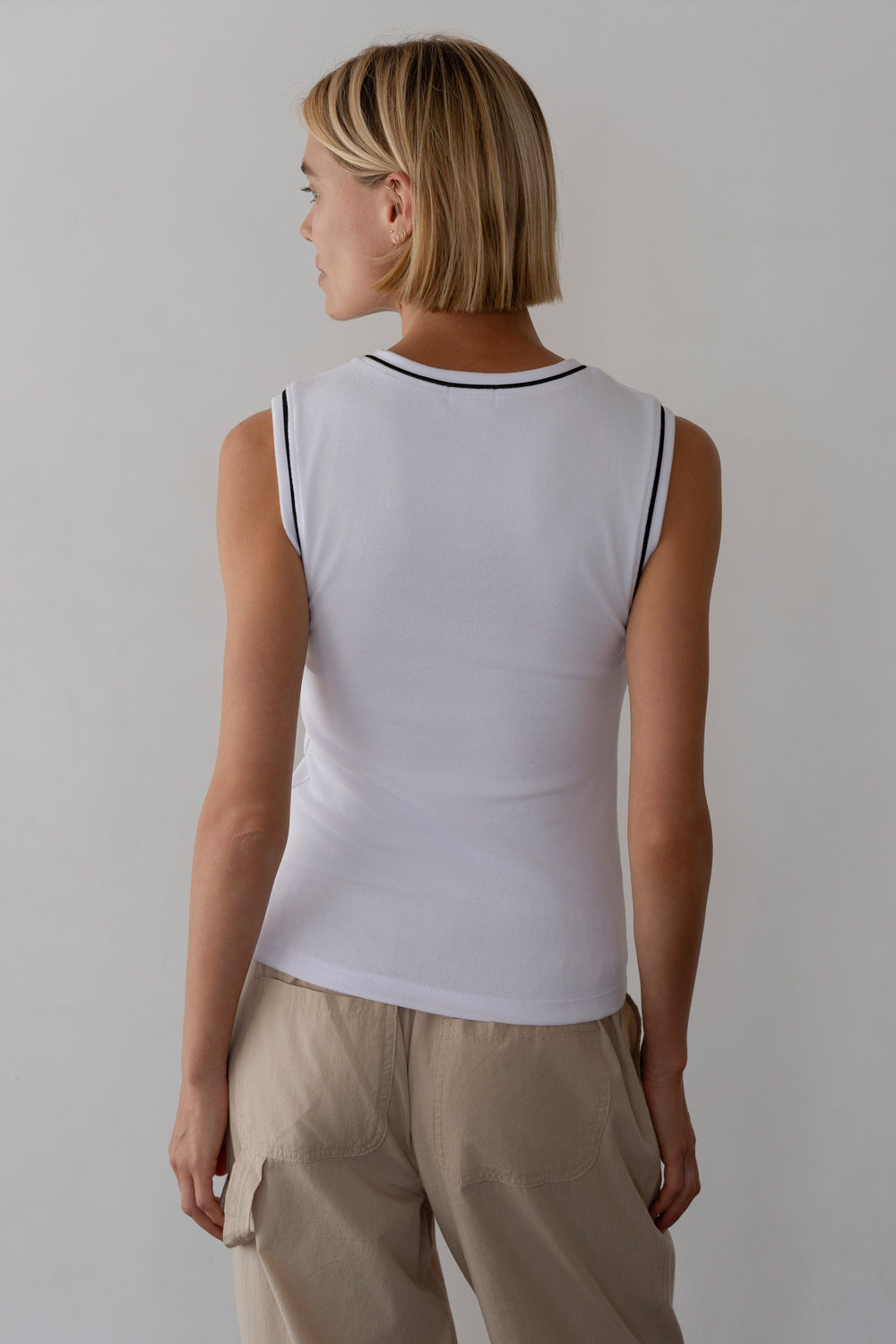 DONNI The Baby Rib Contrast Tank - Powder