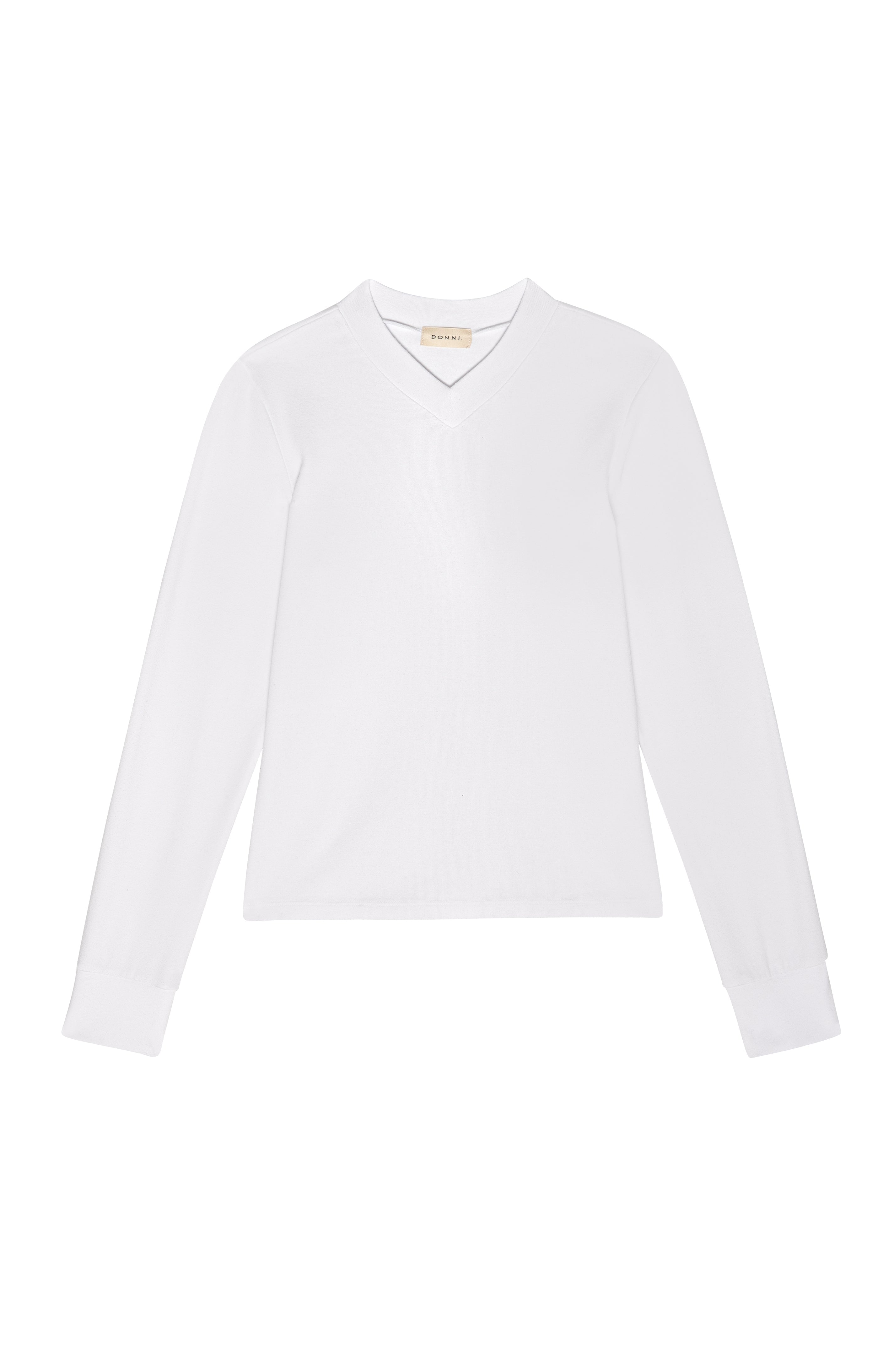 DONNI The Baby Rib V-Neck Long Sleeve - Powder
