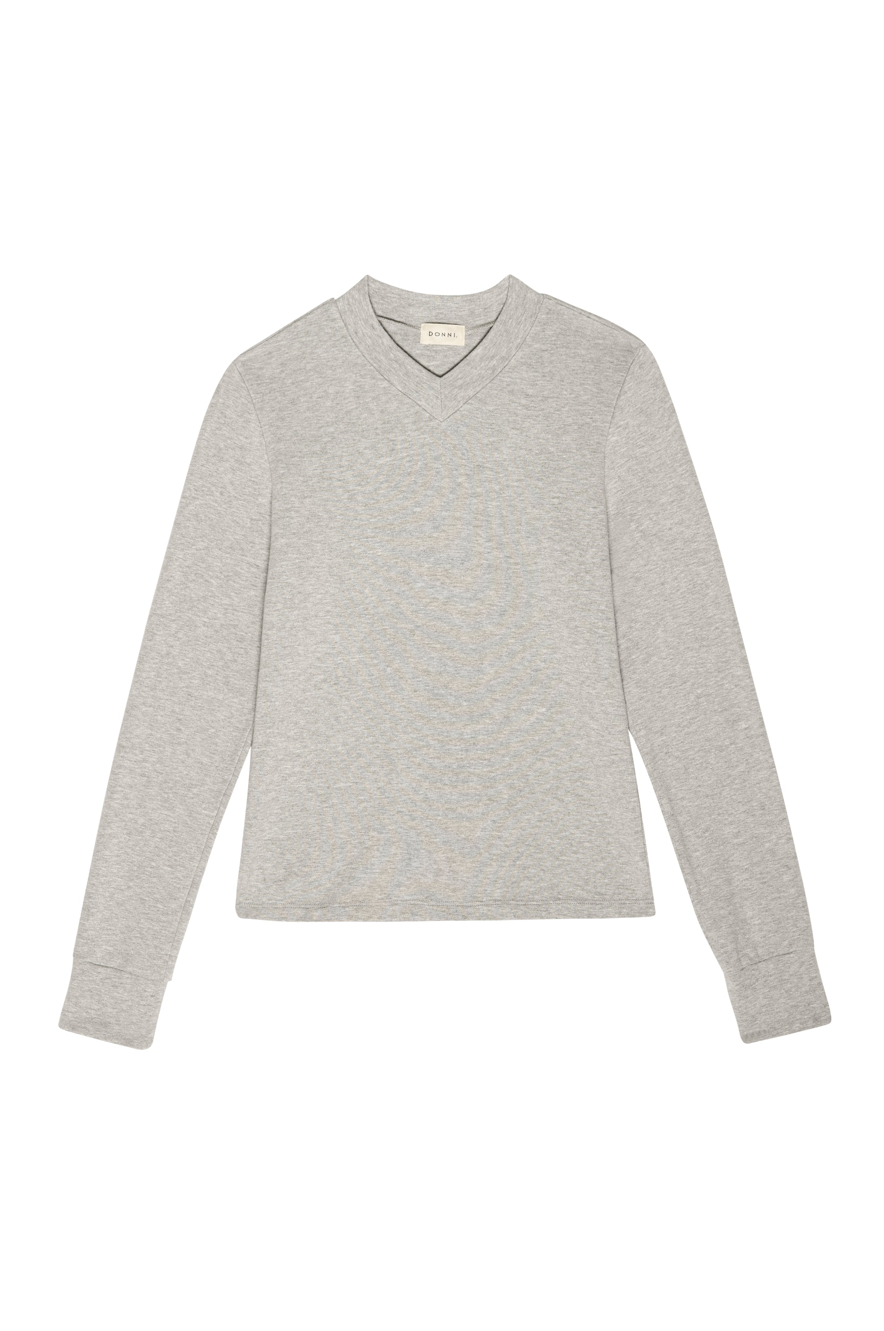 DONNI The Baby Rib V-Neck Long Sleeve - Heather-Grey