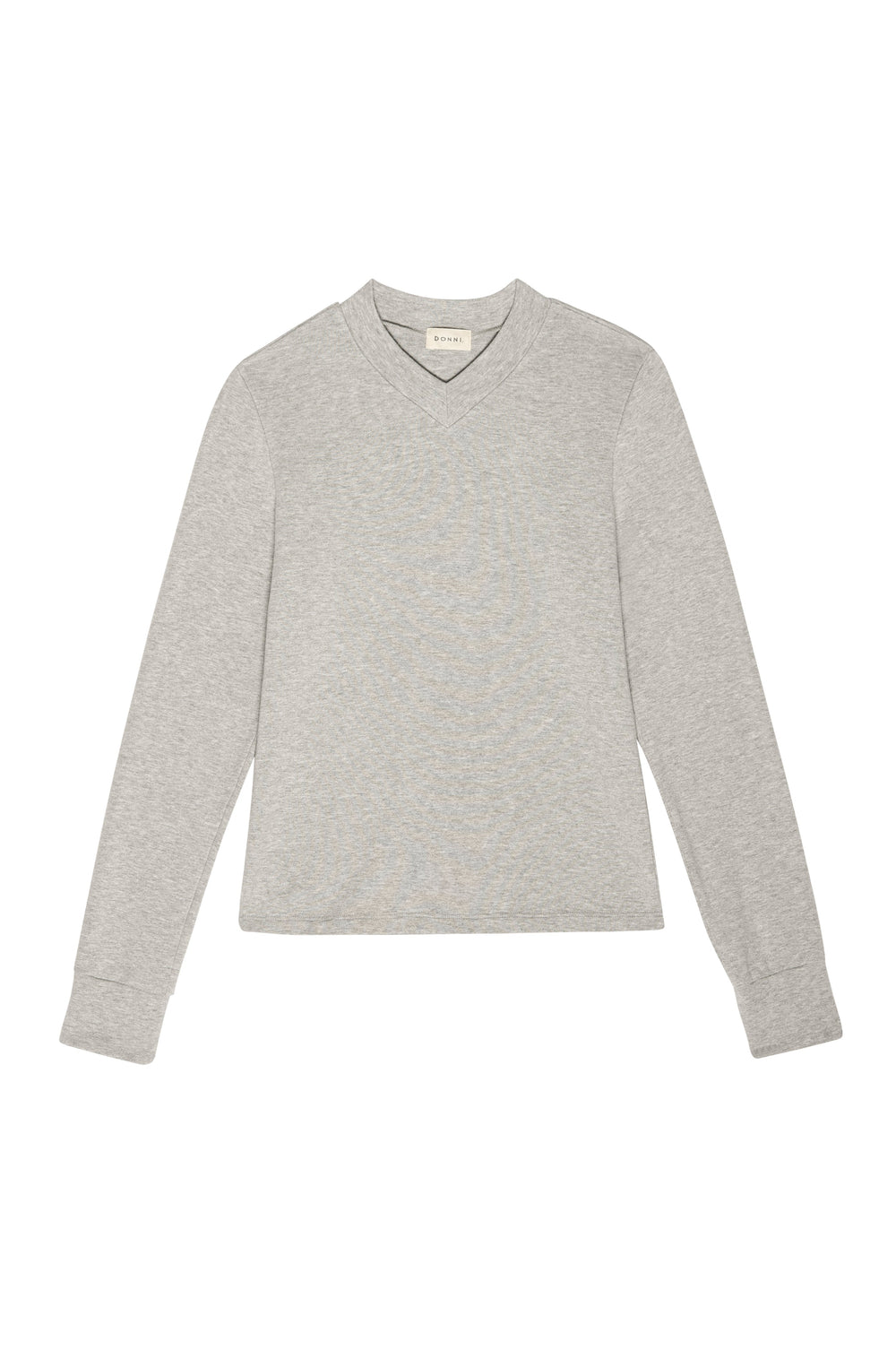 DONNI The Baby Rib V-Neck Long Sleeve - Heather-Grey