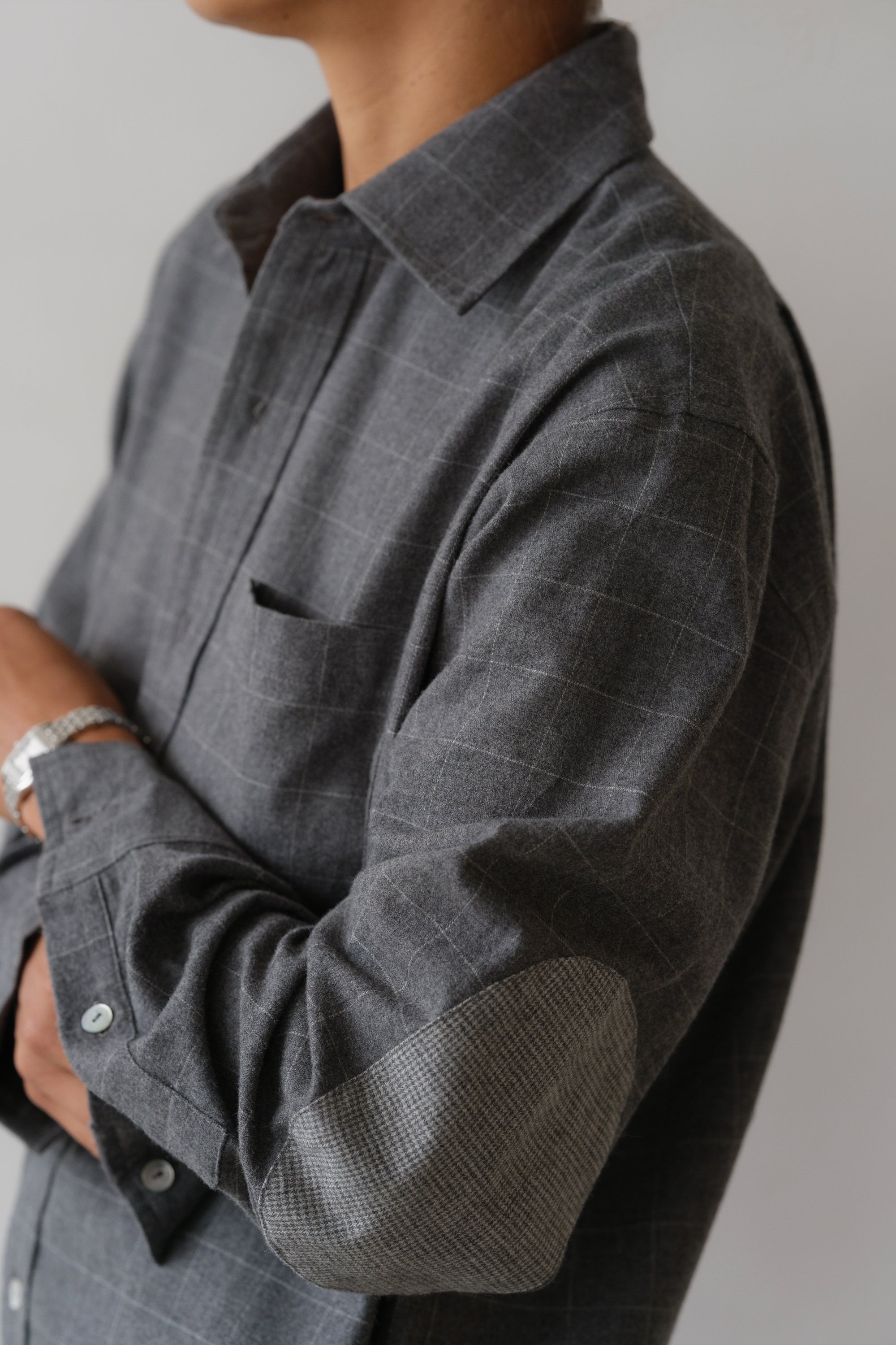 DONNI The Flannel Windowpane Shirt - Charcoal-Grey