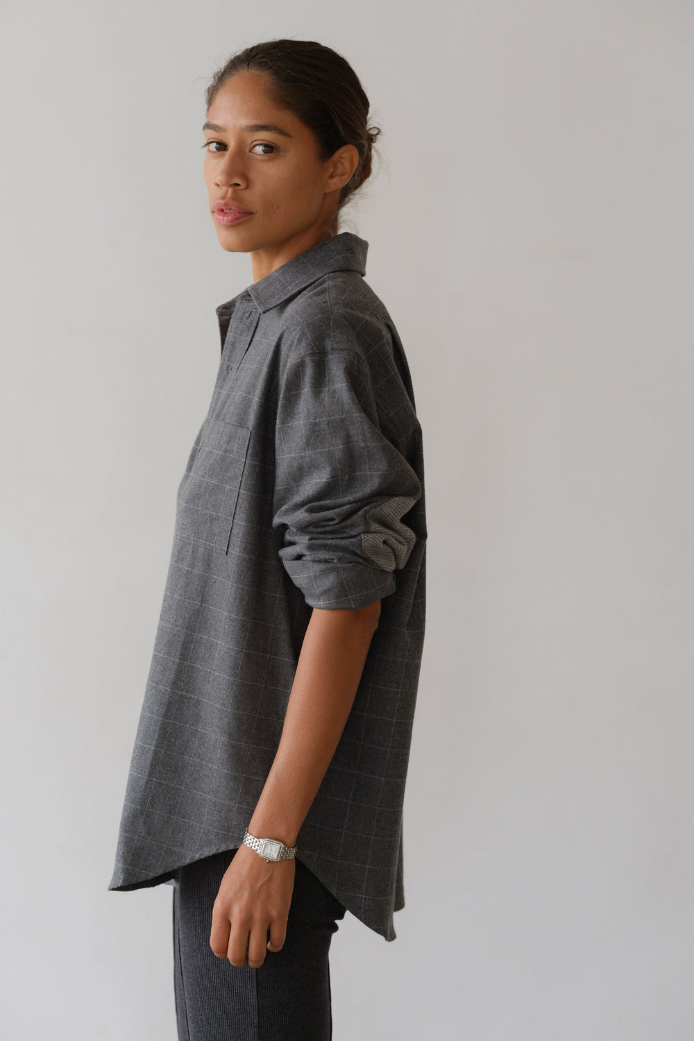 DONNI The Flannel Windowpane Shirt - Charcoal-Grey
