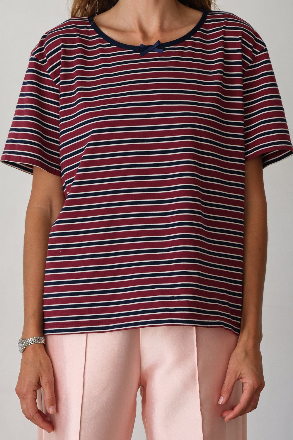 DONNI The Jersey Bow Tee - Oxblood