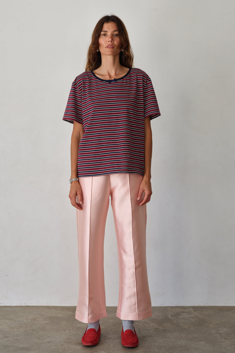 DONNI The Jersey Bow Tee - Oxblood