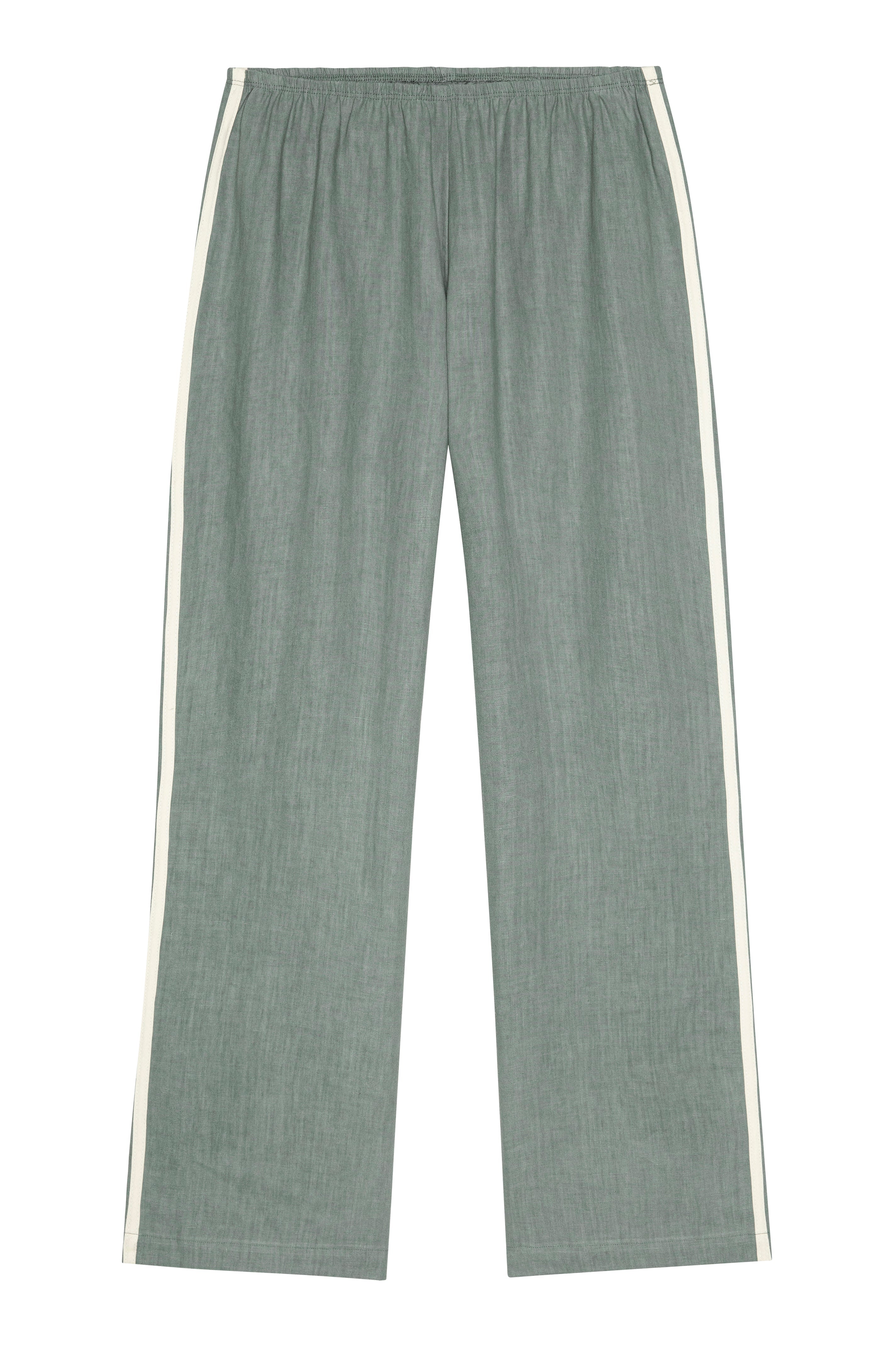 DONNI Sage Linen Crop Stripe Pant - Sage