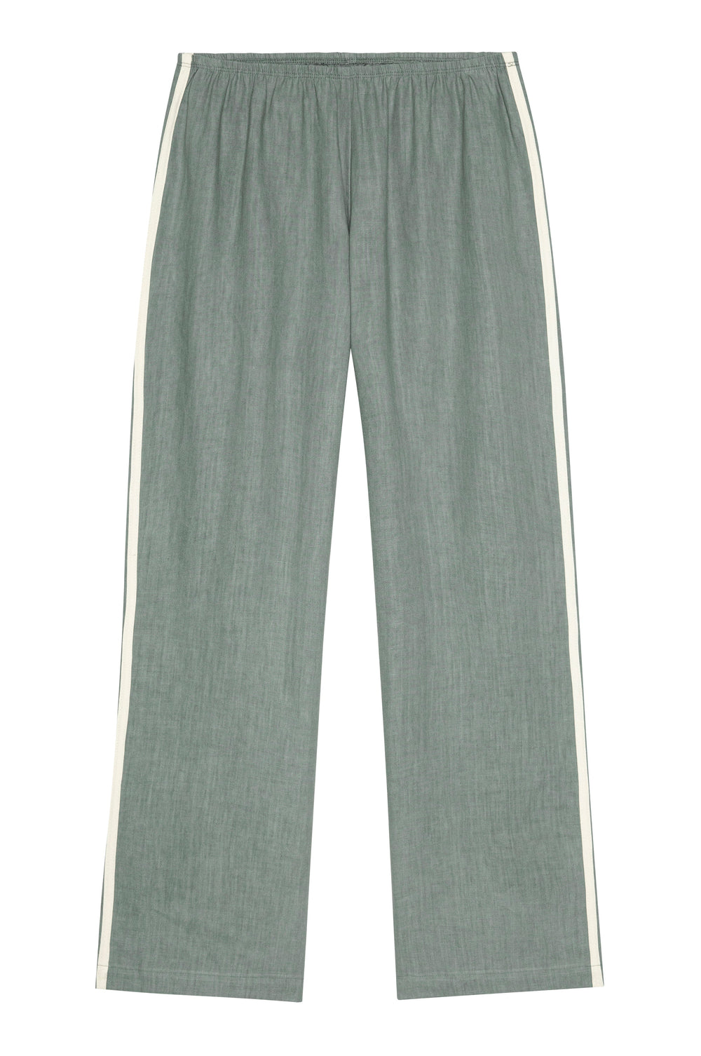 DONNI Sage Linen Crop Stripe Pant - Sage