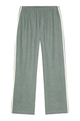 DONNI Sage Linen Crop Stripe Pant - Sage