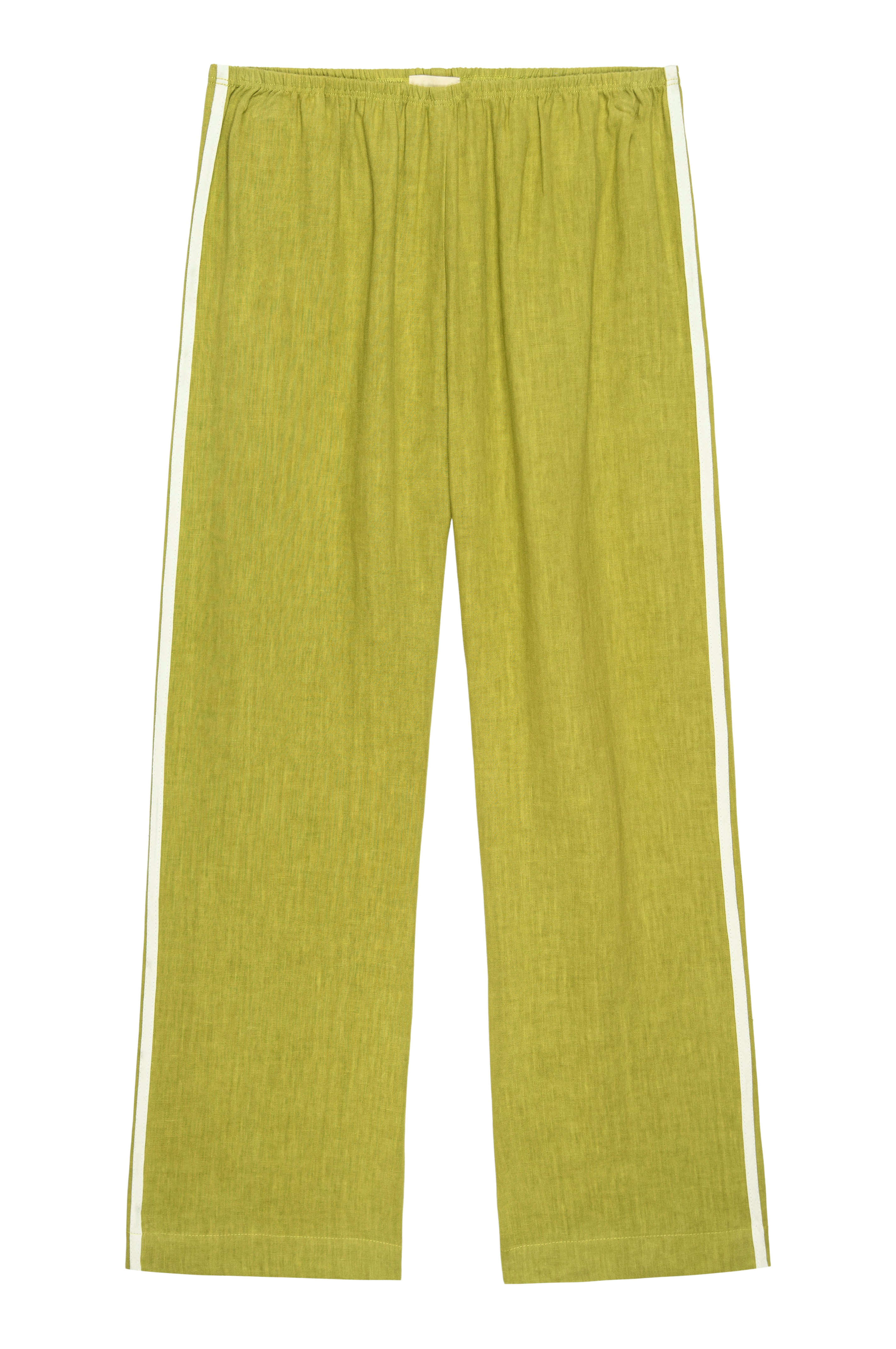 DONNI Pistachio Linen Crop Stripe Pant - Pistachio