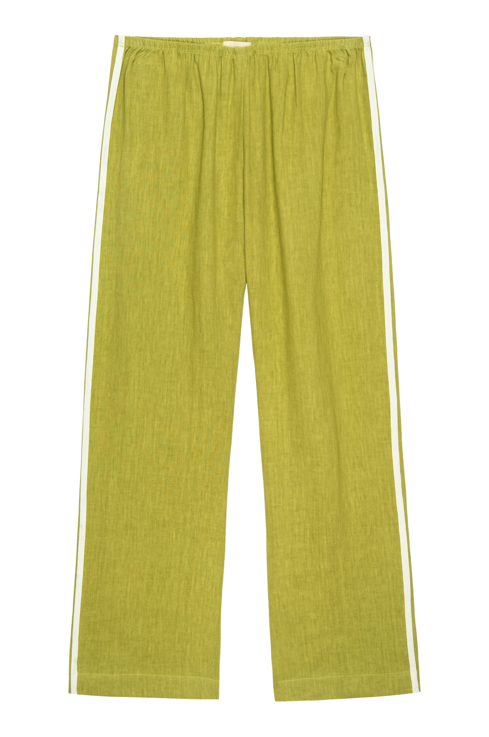 DONNI Pistachio Linen Crop Stripe Pant - Pistachio