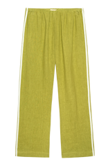 DONNI Pistachio Linen Crop Stripe Pant - Pistachio