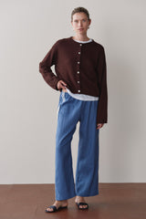 DONNI Lapis Linen Crop Stripe Pant - Lapis