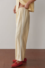 DONNI Butter Linen Crop Stripe Pant - Butter