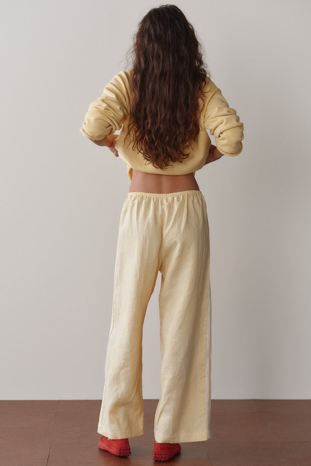 DONNI Butter Linen Crop Stripe Pant - Butter