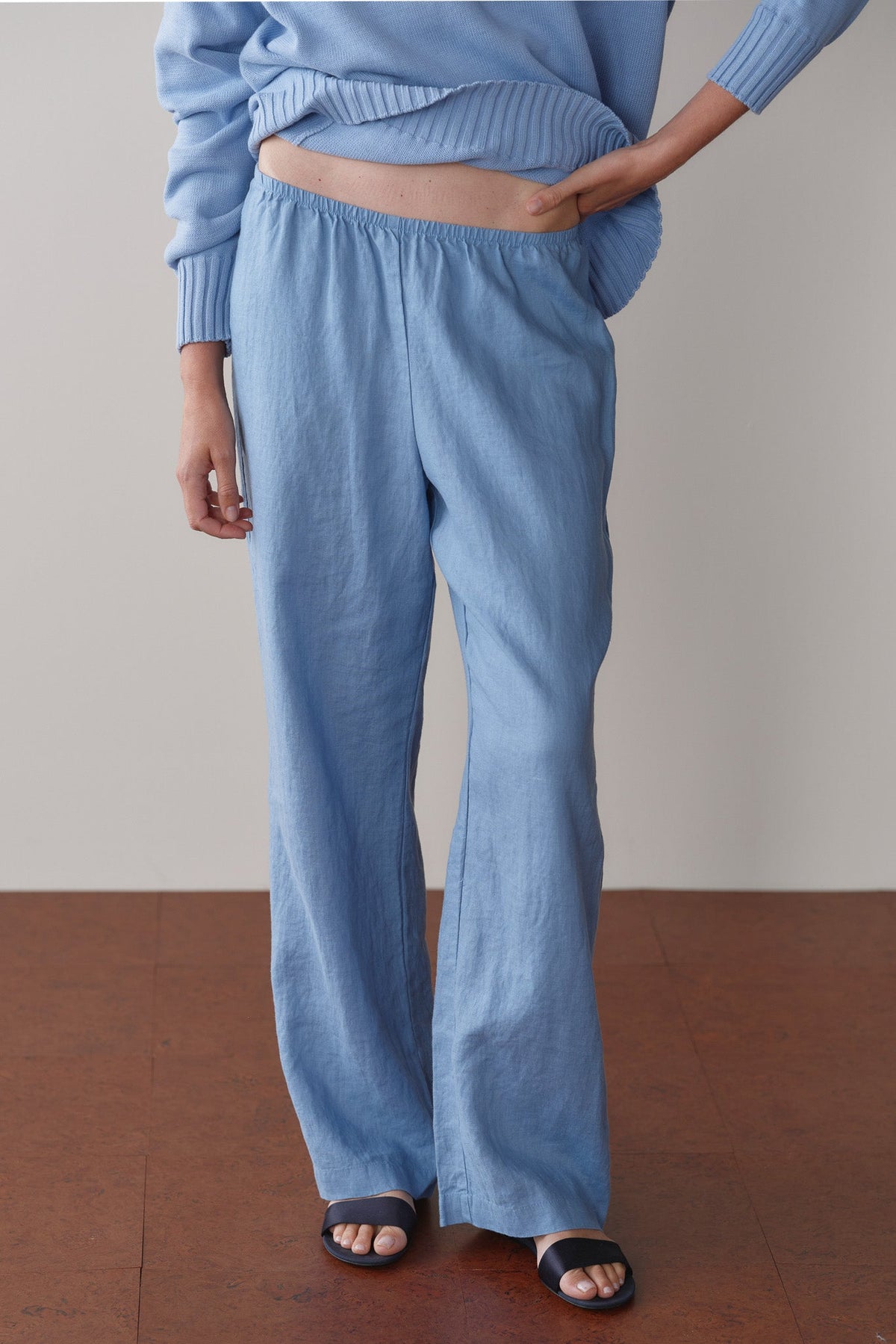 DONNI Cornflower Linen Simple Pant - Cornflower