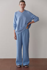 DONNI Cornflower Linen Simple Pant - Cornflower