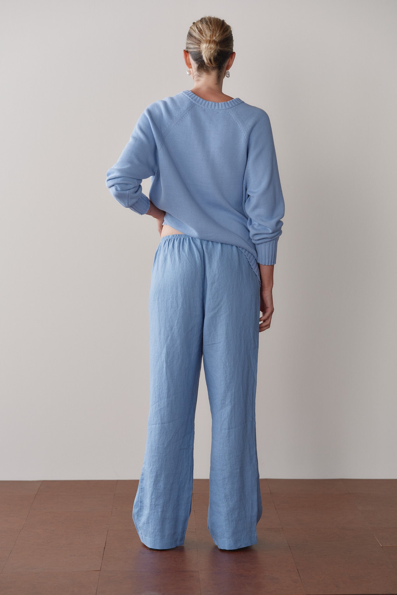 DONNI Cornflower Linen Simple Pant - Cornflower
