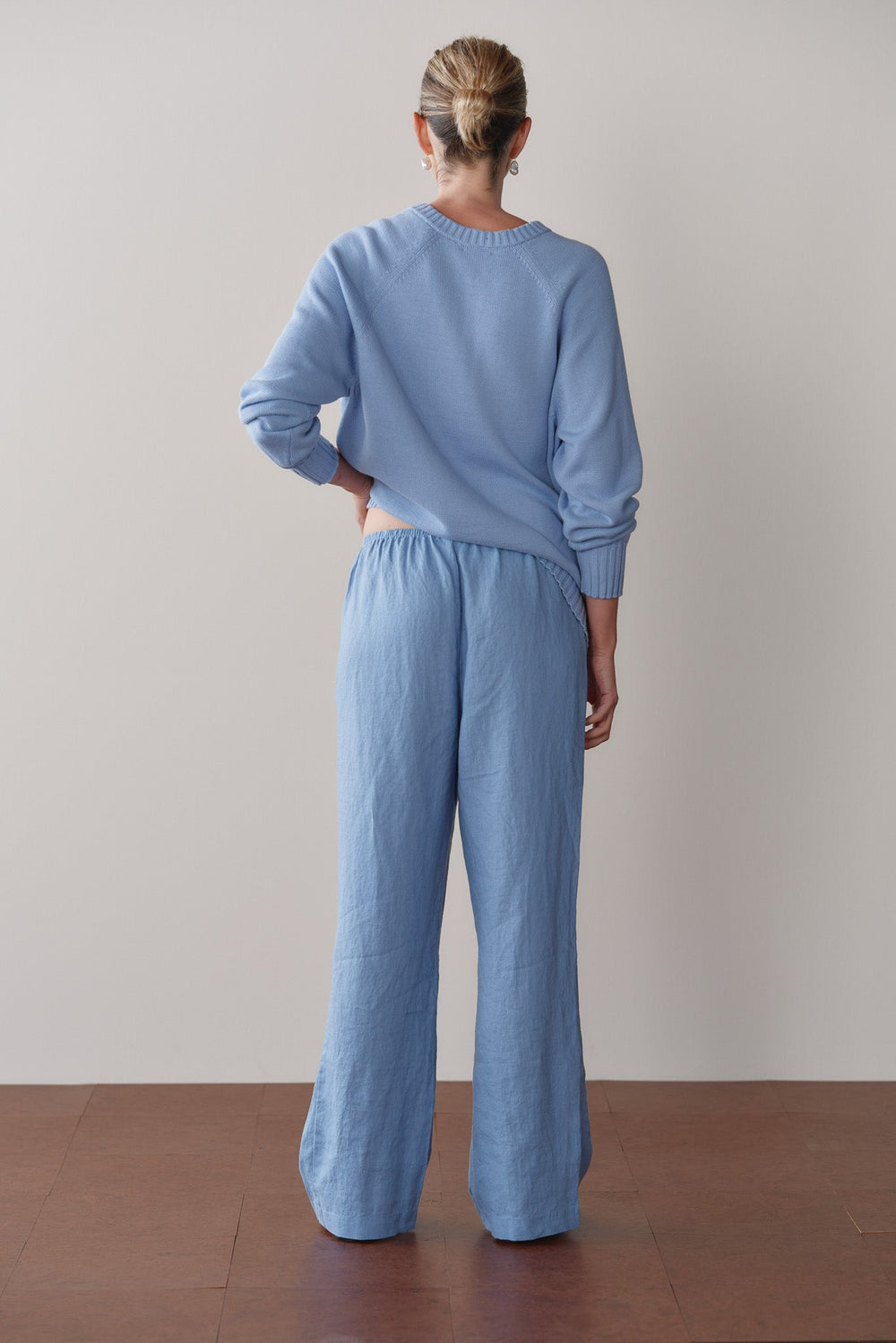 DONNI Cornflower Linen Simple Pant - Cornflower