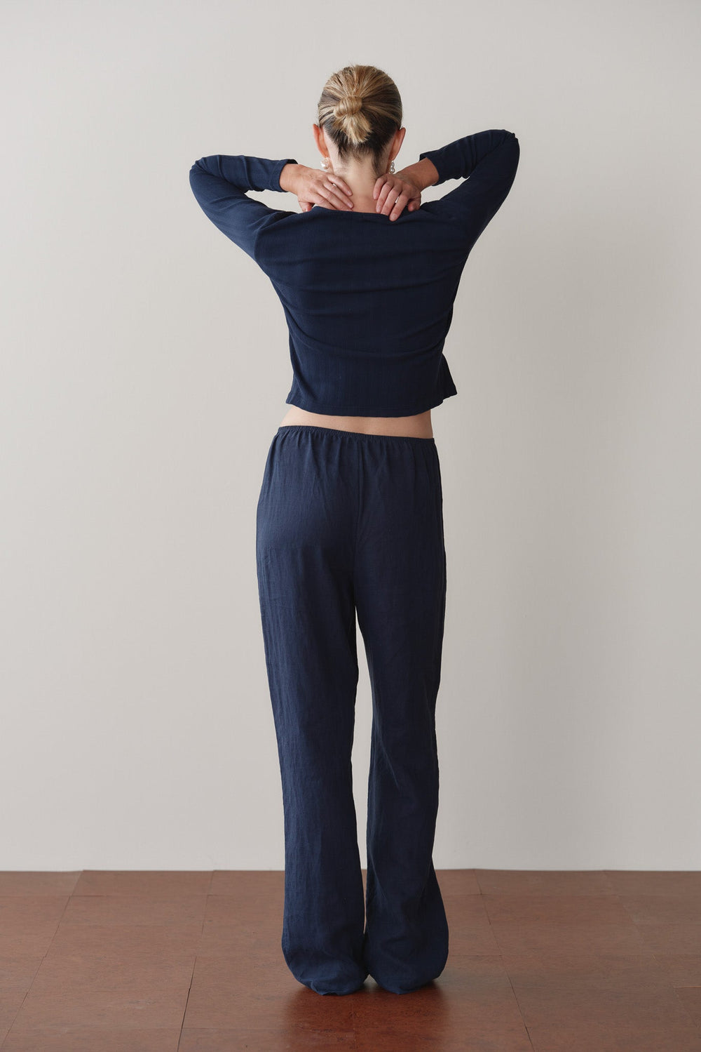 DONNI Navy Linen Simple Pant - Navy