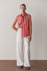 DONNI Creme Linen Simple Pant - Creme