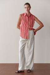 DONNI Creme Linen Simple Pant - Creme