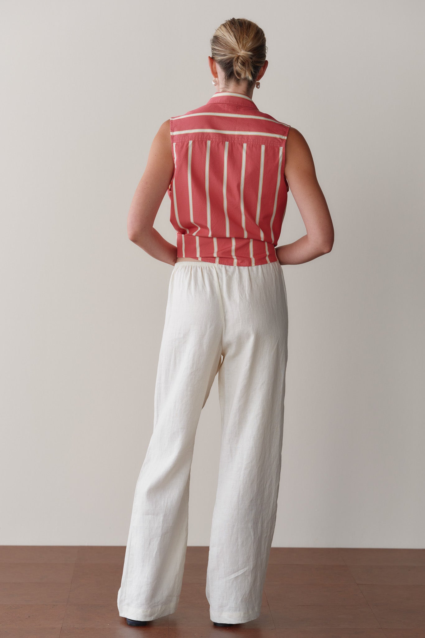 DONNI Creme Linen Simple Pant - Creme