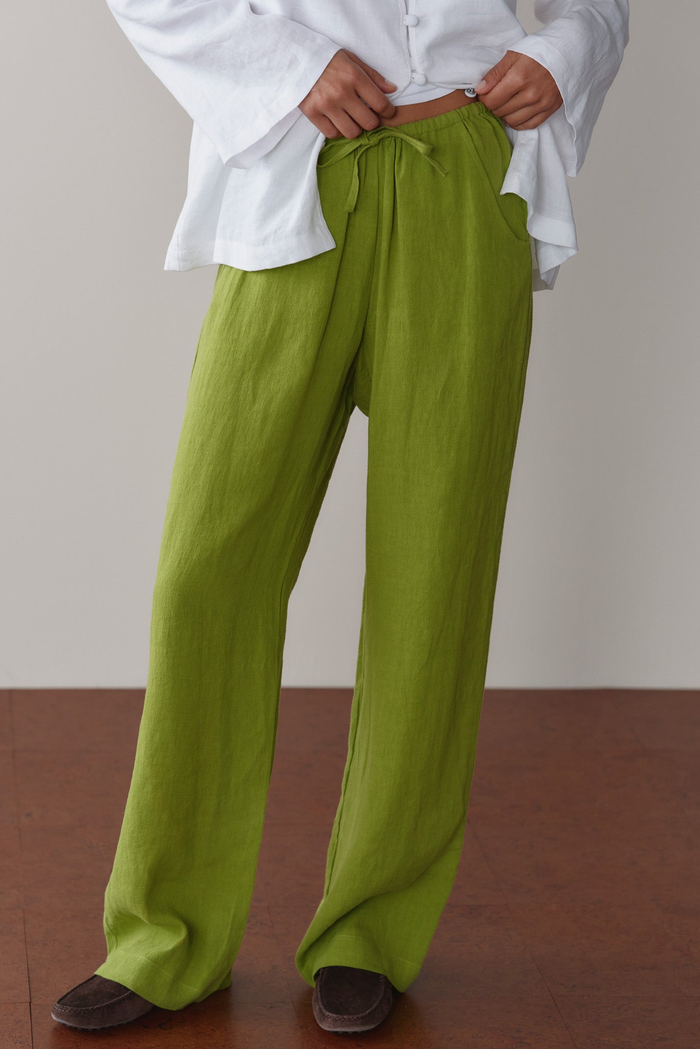 DONNI Pistachio Linen Drawstring Pant - Pistachio