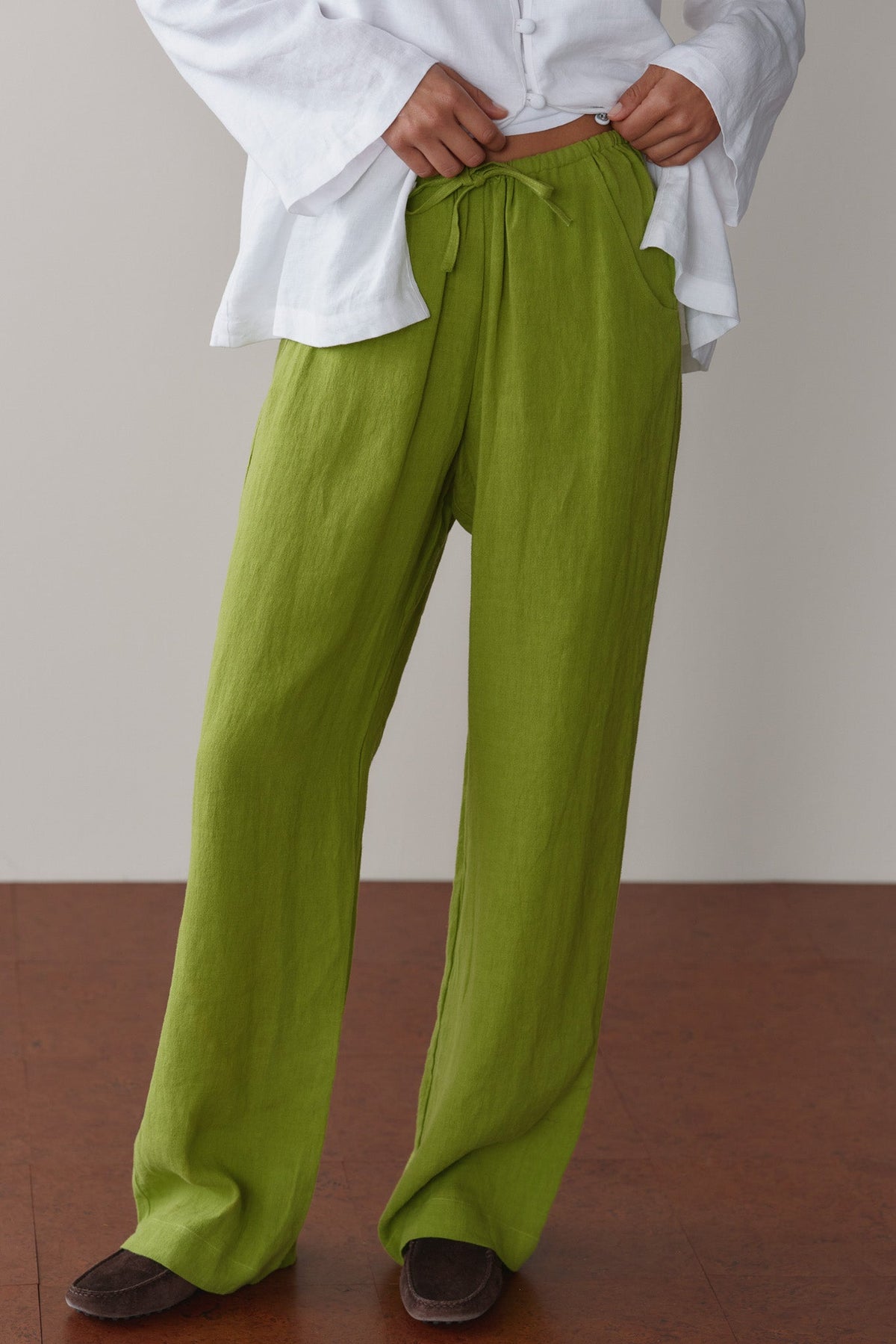 DONNI Pistachio Linen Drawstring Pant - Pistachio