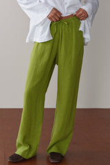 DONNI Pistachio Linen Drawstring Pant - Pistachio