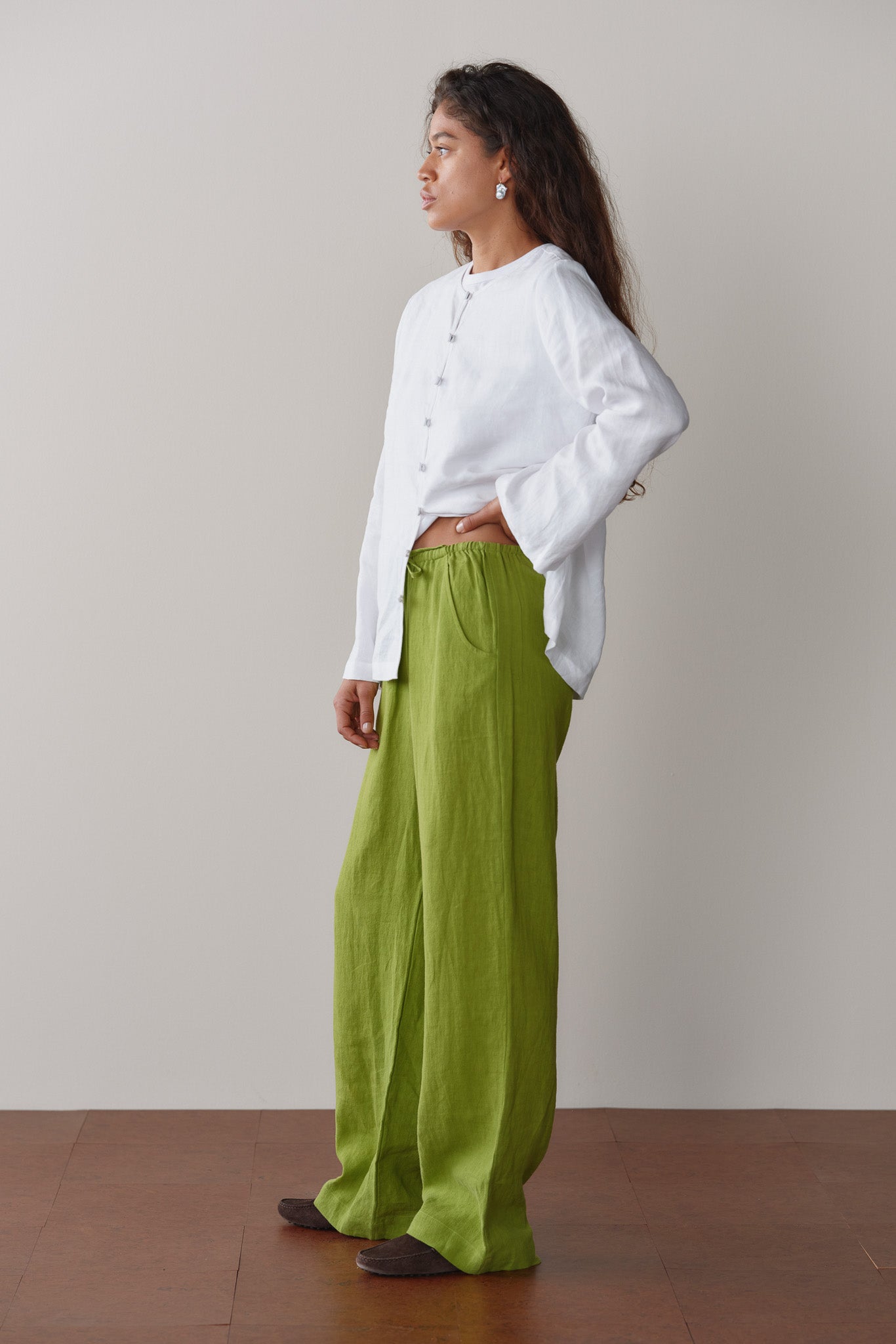 DONNI Pistachio Linen Drawstring Pant - Pistachio