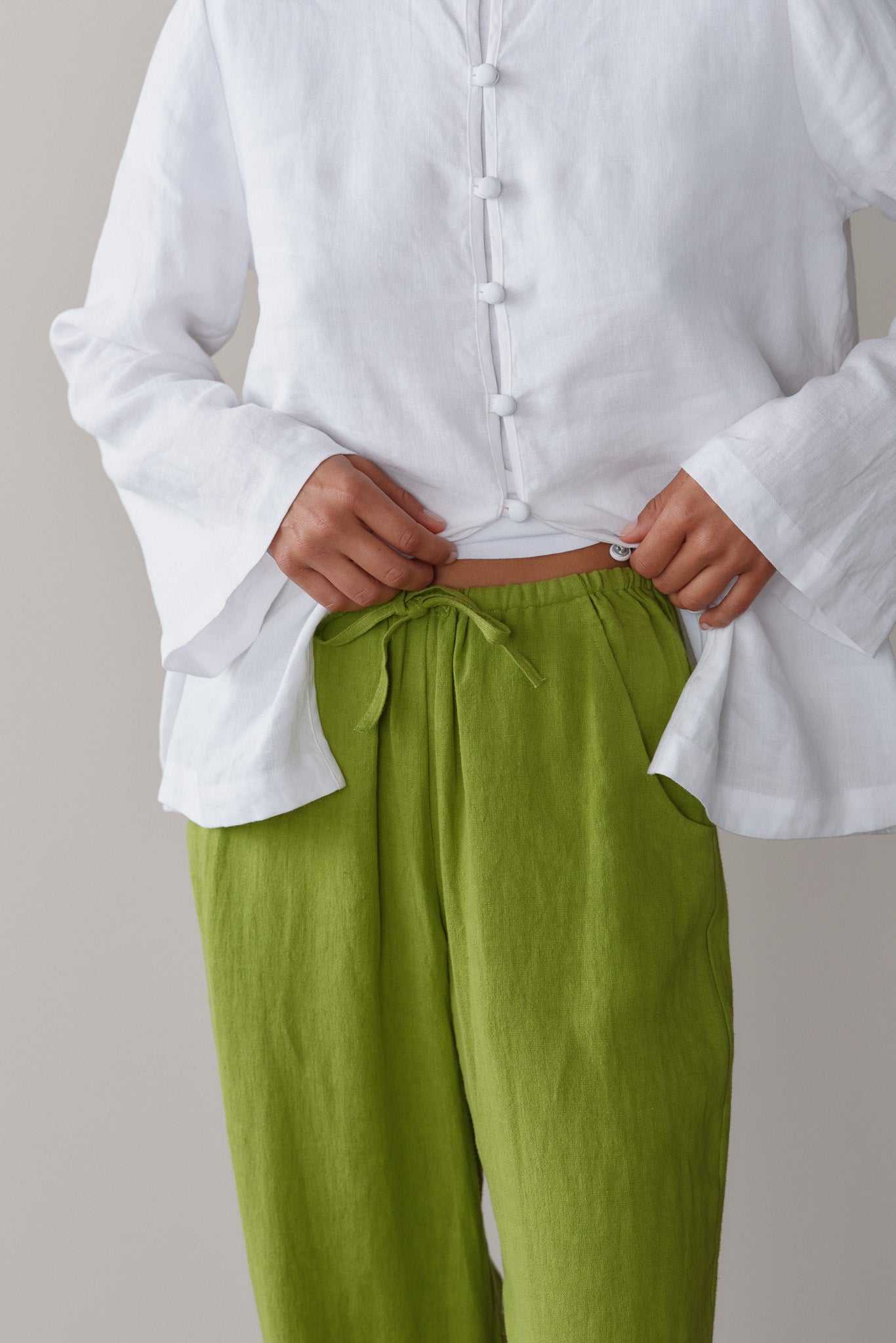 DONNI Pistachio Linen Drawstring Pant - Pistachio