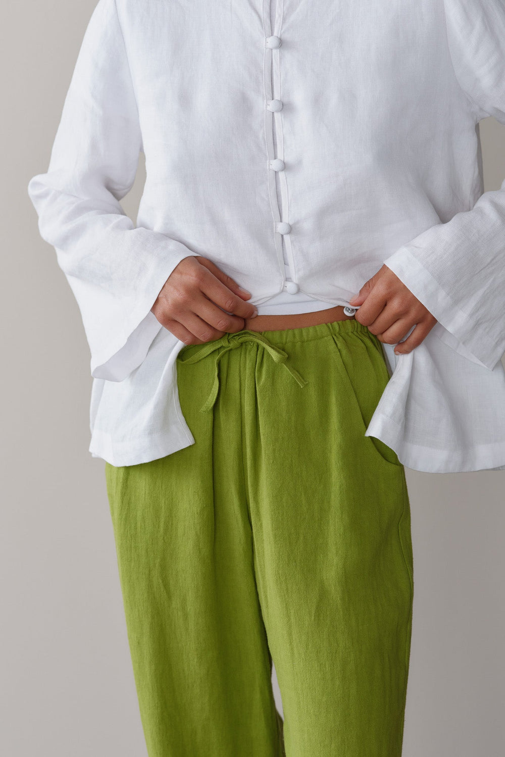 DONNI Pistachio Linen Drawstring Pant - Pistachio