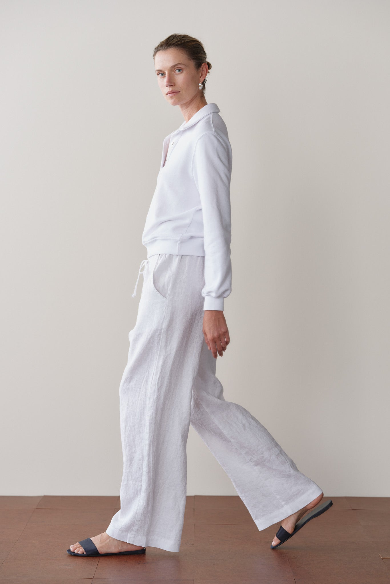 DONNI Powder Linen Drawstring Pant - Powder