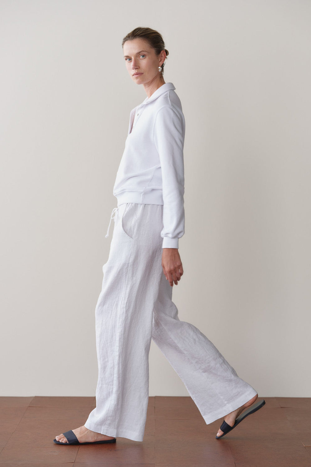 DONNI Powder Linen Drawstring Pant - Powder