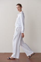 DONNI Powder Linen Drawstring Pant - Powder