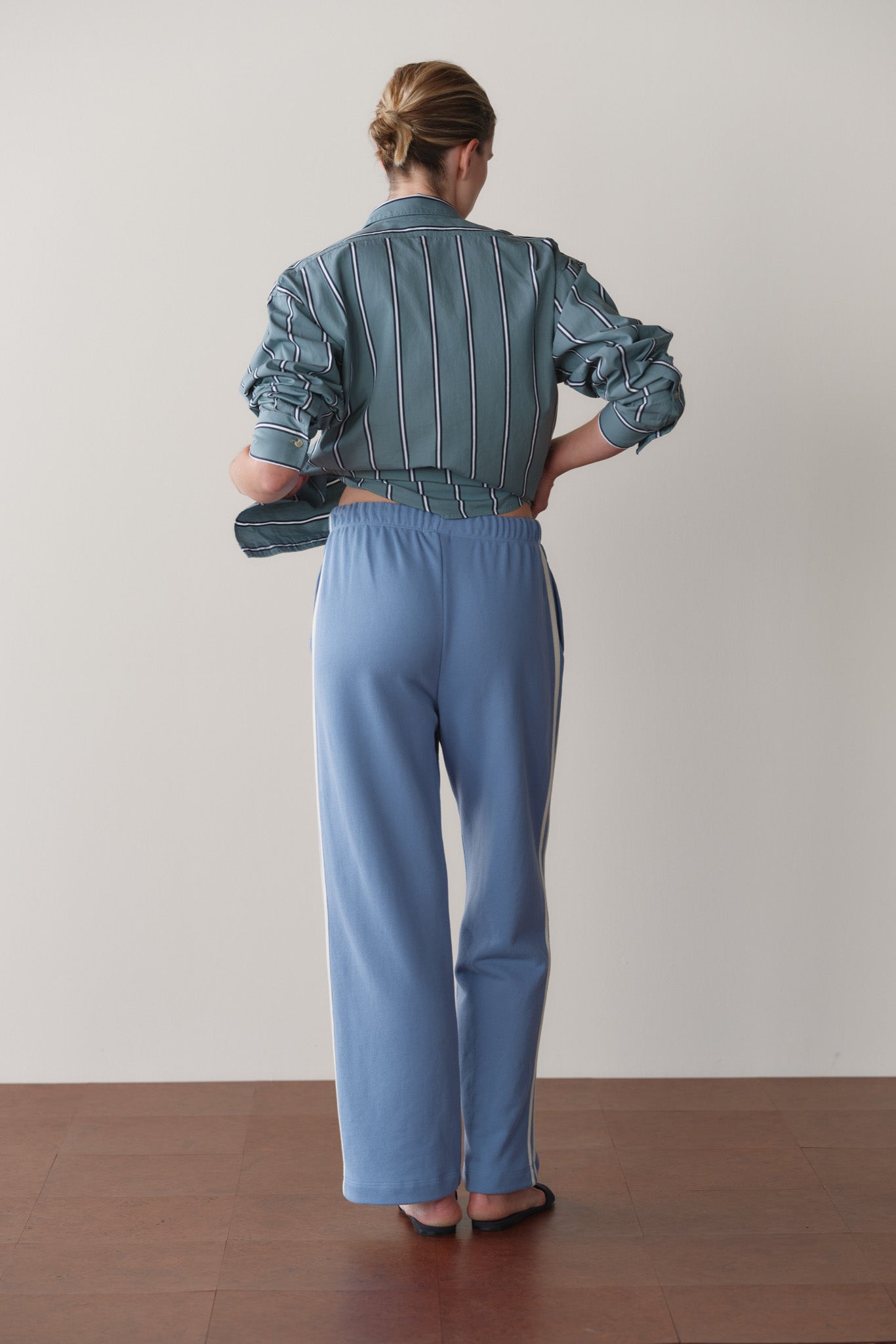 DONNI The Eco-Terry Stripe Crop Pant - Cornflower