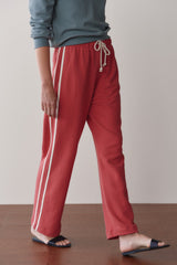 DONNI The Eco-Terry Stripe Crop Pant - Raspberry