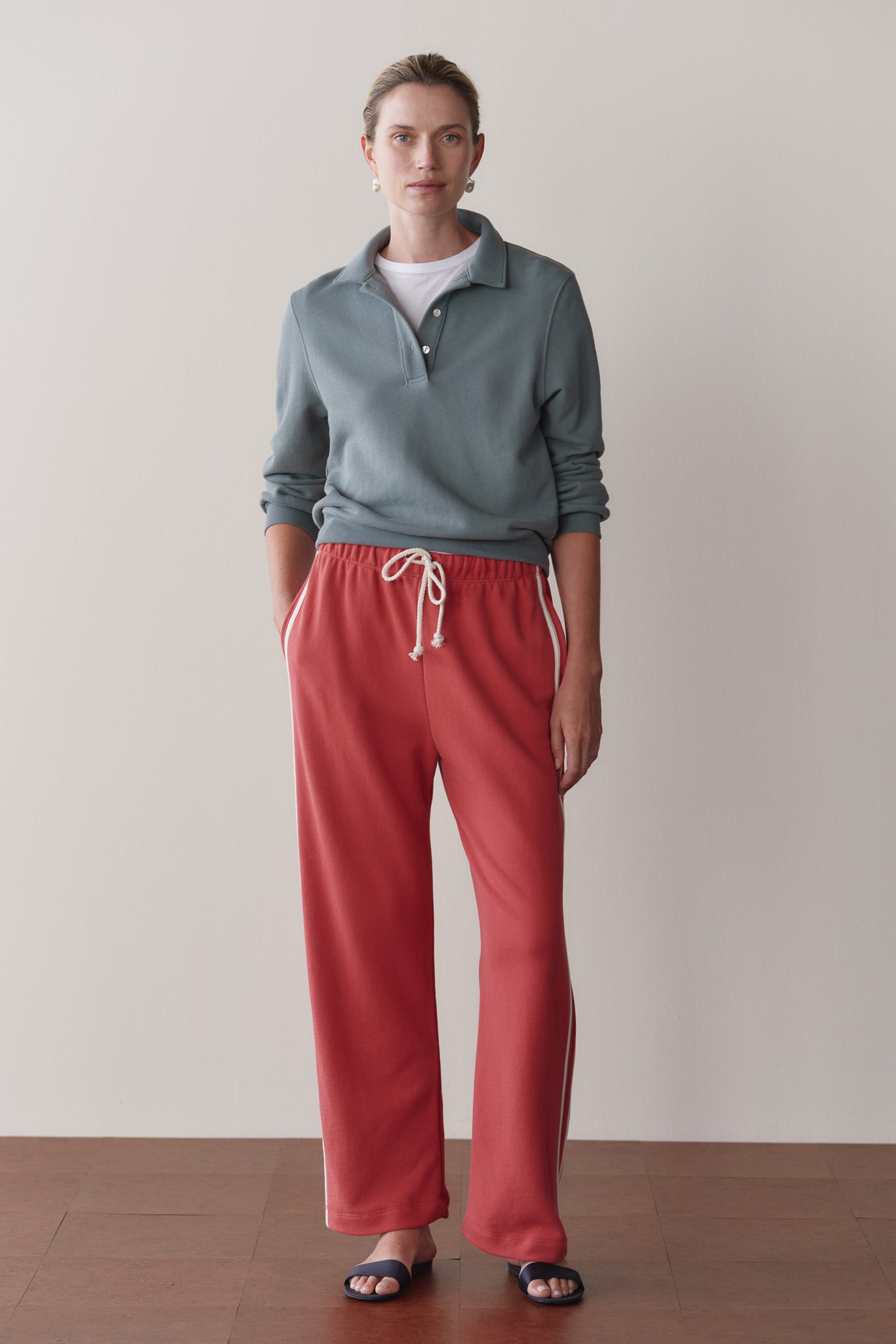 DONNI The Eco-Terry Stripe Crop Pant - Raspberry
