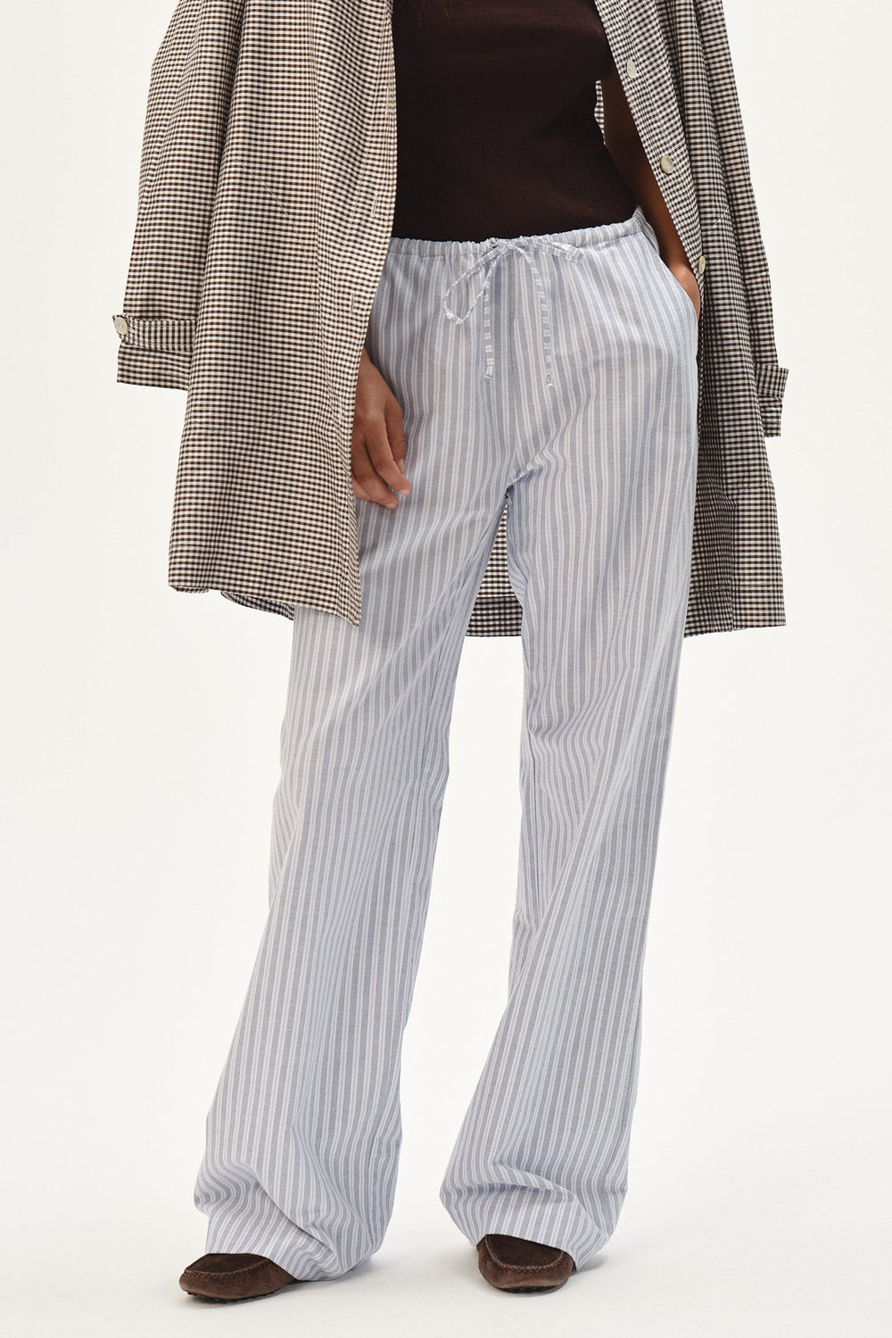 DONNI The Oxford Stripe Drawstring Pant - Cornflower-Stripe