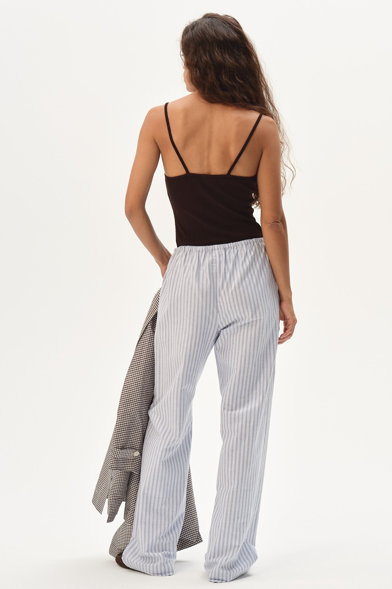 DONNI The Oxford Stripe Drawstring Pant - Cornflower-Stripe