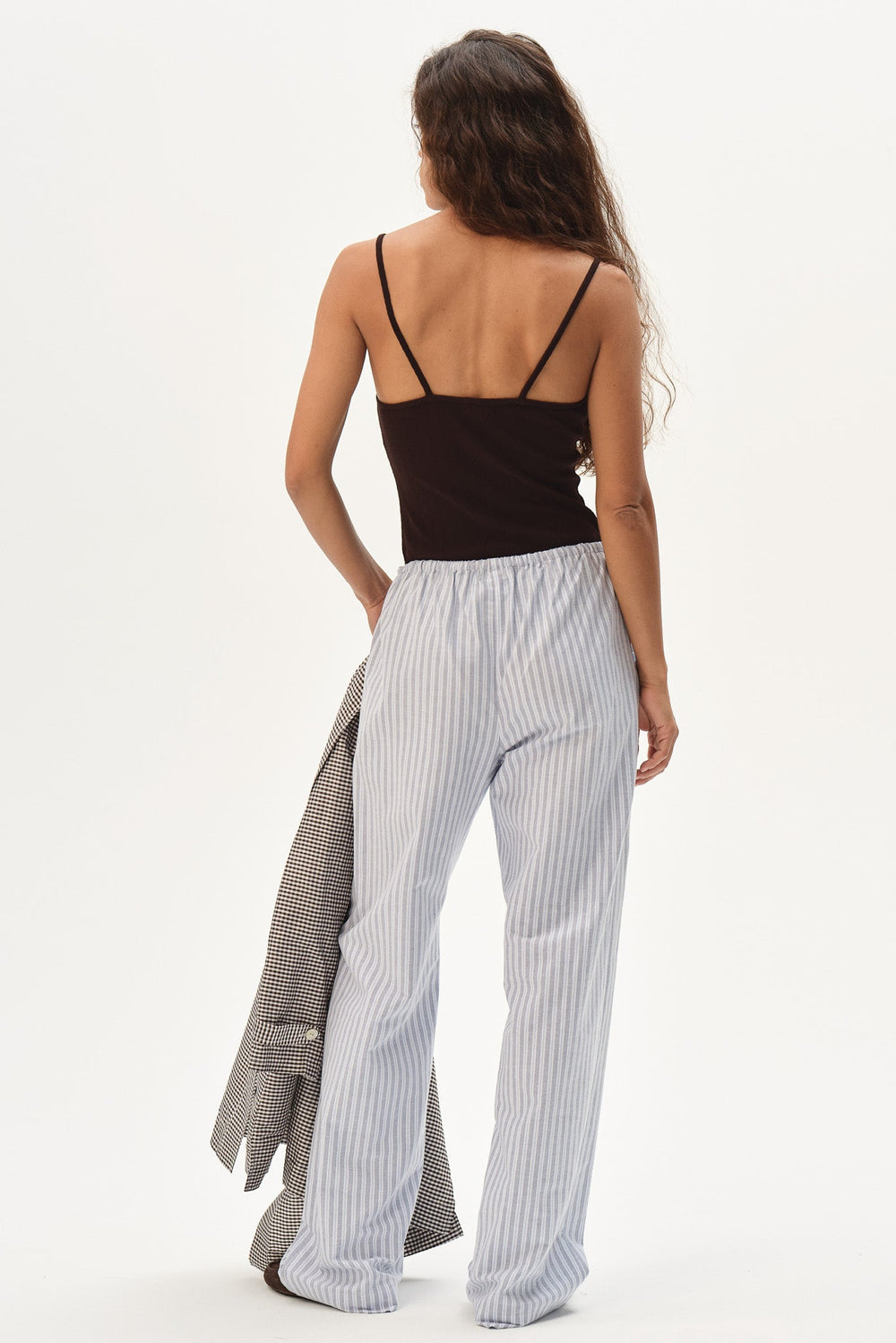DONNI The Oxford Stripe Drawstring Pant - Cornflower-Stripe