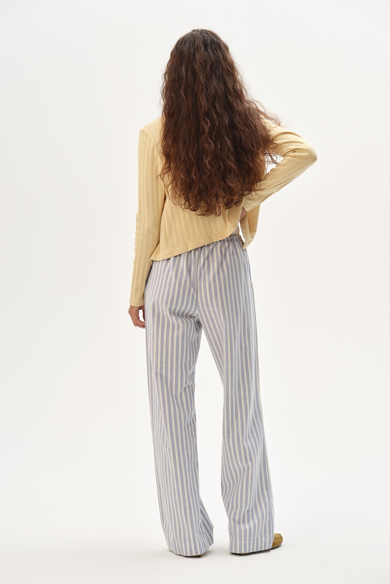DONNI The Oxford Stripe Drawstring Pant - Butter Stripe